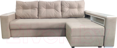 Диван Bobrovmebel Влада 8/2п с пуфом справа (микровелюр симпл 42 бежевый) - фото