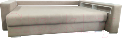 Диван Bobrovmebel Влада 8/2п с пуфом справа (микровелюр симпл 42 бежевый)