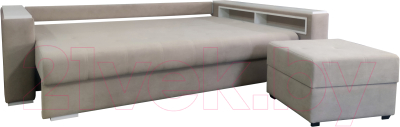 Диван Bobrovmebel Влада 8/2п с пуфом справа (микровелюр симпл 42 бежевый)
