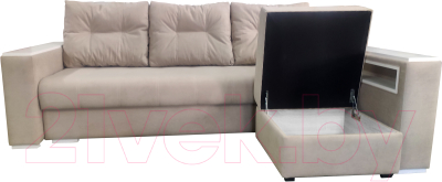 Диван Bobrovmebel Влада 8/2п с пуфом справа (микровелюр симпл 42 бежевый)