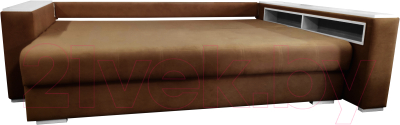 Диван Bobrovmebel Влада 8/2п с пуфом справа (микровелюр симпл 45 коричневый)
