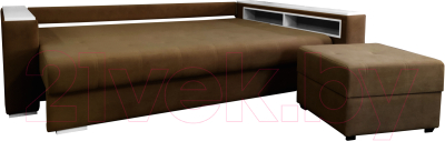 Диван Bobrovmebel Влада 8/2п с пуфом справа (микровелюр симпл 45 коричневый)