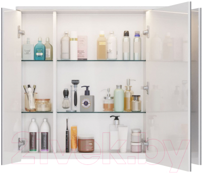 Шкаф с зеркалом для ванной LEMARK Zenon 90x80 / LM90ZS-Z (белый глянец)