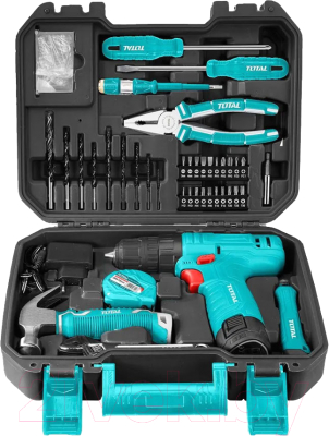 Аккумуляторная дрель-шуруповерт TOTAL THKTHP10892 (с набором инструмента) - фото