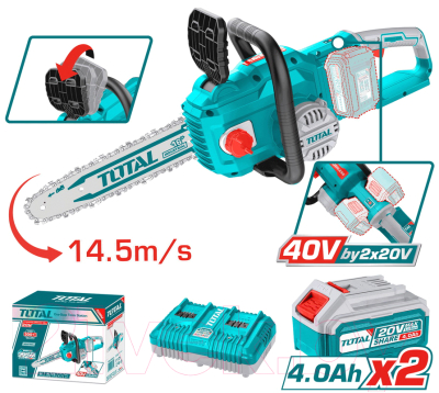 Пила цепная аккумуляторная TOTAL TGSLI401682