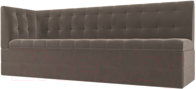 Скамья кухонная мягкая Лига Диванов Бриз левый / 106966L (велюр коричневый) - фото