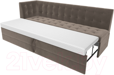 Скамья кухонная мягкая Лига Диванов Бриз левый / 106966L (велюр коричневый)