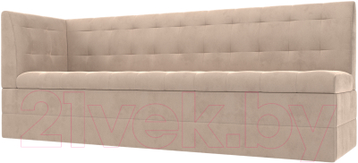 Скамья кухонная мягкая Лига Диванов Бриз левый / 106969L (велюр бежевый) - фото