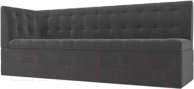 Скамья кухонная мягкая Лига Диванов Бриз левый / 106970L (велюр серый) - фото