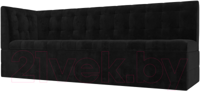Скамья кухонная мягкая Лига Диванов Бриз левый / 106971L (велюр черный) - фото
