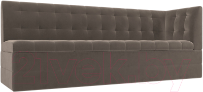 Скамья кухонная мягкая Лига Диванов Бриз правый / 106966 (велюр коричневый) - фото