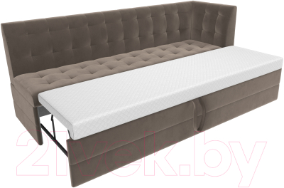 Скамья кухонная мягкая Лига Диванов Бриз правый / 106966 (велюр коричневый)