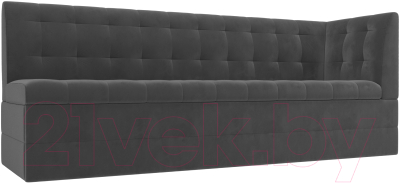 Скамья кухонная мягкая Лига Диванов Бриз правый / 106970 (велюр серый) - фото