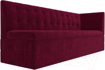 Скамья кухонная мягкая Лига Диванов Бриз правый / 109635 (микровельвет бордовый)