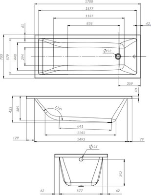 Ванна акриловая AM.PM Gem 170x70 / W93A-170-070W-A