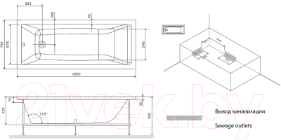 Ванна акриловая AM.PM Gem 180x80 / W93A-180-080W-A