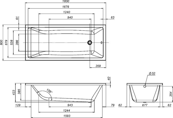 Ванна акриловая AM.PM Gem 180x80 / W93A-180-080W-A