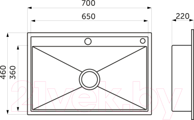 Мойка кухонная AKS Прямоугольная 70x46