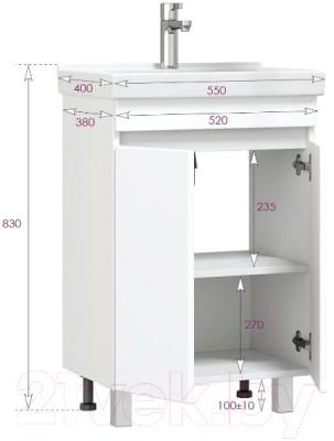 Тумба под умывальник Onika Милтон Квадро 55 (105561)