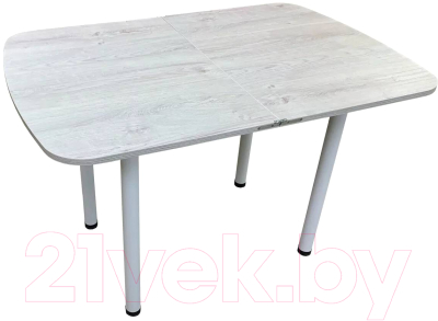 Обеденный стол Анмикс Раскладной ИП 01-440000 (ЛДСП, дуб монтерей/белые опоры)