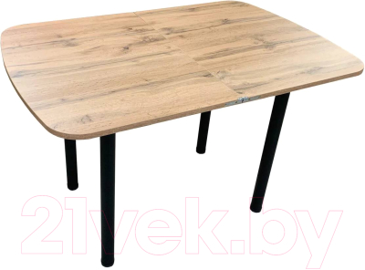 Обеденный стол Анмикс Раскладной ИП 01-440000 (ЛДСП, дуб вотан/черные опоры)