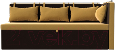 Уголок кухонный мягкий Лига Диванов Метро правый / 114083 (микровельвет желтый/коричневый)