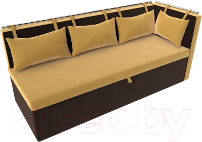 Уголок кухонный мягкий Лига Диванов Метро правый / 114083 (микровельвет желтый/коричневый)