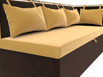 Уголок кухонный мягкий Лига Диванов Метро правый / 114083 (микровельвет желтый/коричневый)