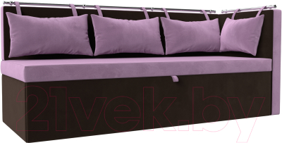 Уголок кухонный мягкий Лига Диванов Метро правый / 114085 (микровельвет сиреневый/коричневый) - фото