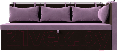 Уголок кухонный мягкий Лига Диванов Метро правый / 114085 (микровельвет сиреневый/коричневый)