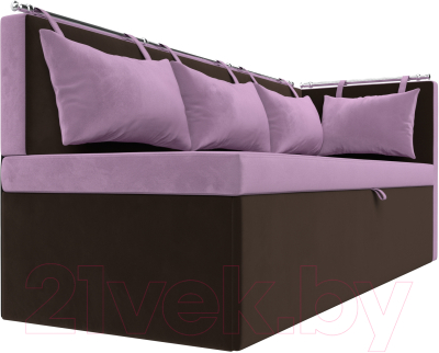 Уголок кухонный мягкий Лига Диванов Метро правый / 114085 (микровельвет сиреневый/коричневый)