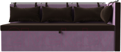 Уголок кухонный мягкий Лига Диванов Метро правый / 114088 (микровельвет коричневый/сиреневый)