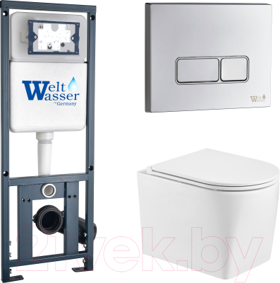 Унитаз подвесной с инсталляцией WeltWasser Marberg 410 + Nesenbach 004 GL-WT + Mar 410 SE-CR - фото