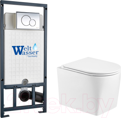 Унитаз подвесной с инсталляцией WeltWasser Marberg 507 + Nesenbach 004 GL-WT + Mar 507 RD-CR - фото