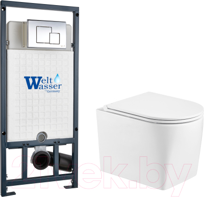 Унитаз подвесной с инсталляцией WeltWasser Marberg 507 + Nesenbach 004 GL-WT + Mar 507 SE-CR - фото