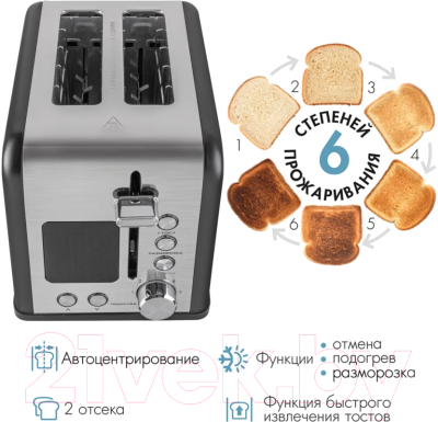 Тостер Tuarex TK-6003 (черный/стальной)