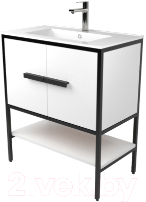 Тумба под умывальник Дабер 010 WeltWasser Deilbach 7517-70 / Т10.7W.2.5 (черный/белый) - фото