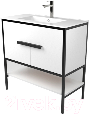Тумба под умывальник Дабер 010 WeltWasser Deilbach 7517-80 / Т10.8W.2.5 (черный/белый) - фото