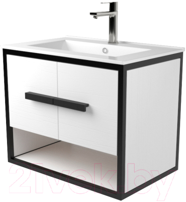 Тумба под умывальник Дабер 009 WeltWasser Deilbach 7517-60 / Т9.6W.2.5 (черный/белый) - фото