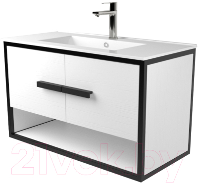 Тумба под умывальник Дабер 009 WeltWasser Deilbach 7517-80 / Т9.8W.2.5 (черный/белый) - фото