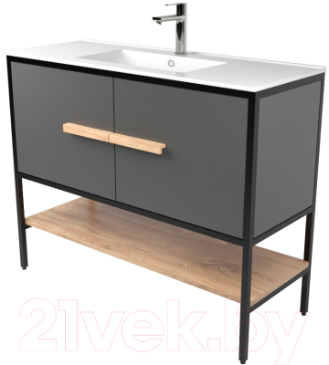Тумба под умывальник Дабер 007 WeltWasser Deilbach 7517-100 / Т7.10W.2.4 (черный/серый/дуб канзас коричневый) - фото