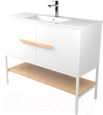 Тумба под умывальник Дабер 007 WeltWasser Deilbach 7517-100 / Т7.10W.1.5 (белый/дуб гамильтон натуральный) - фото