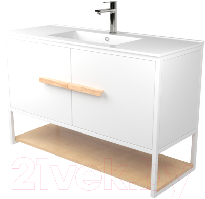 Тумба под умывальник Дабер 008 WeltWasser Deilbach 7517-100 / Т8.10W.1.5 (белый/дуб гамильтон натуральный) - фото