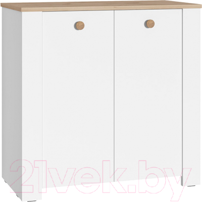 Тумба Mobi Джастин 16.228.02 (белый PE шагрень/дуб белый Exclusive OW D4430) - фото