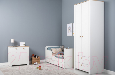 Тумба Mobi Джастин 16.228.02 (белый PE шагрень/дуб белый Exclusive OW D4430)