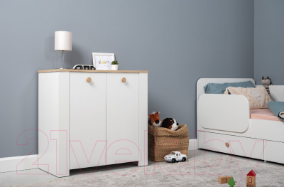 Тумба Mobi Джастин 16.228.02 (белый PE шагрень/дуб белый Exclusive OW D4430)