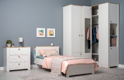 Комод Mobi Джастин 16.228.03 (белый PE шагрень/дуб белый Exclusive OW D4430)