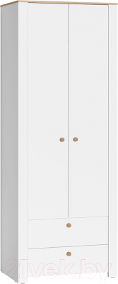 Шкаф Mobi Джастин 13.339 (белый PE шагрень/дуб белый Exclusive OW D4430) - фото