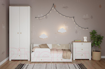 Шкаф Mobi Джастин 13.339 (белый PE шагрень/дуб белый Exclusive OW D4430)