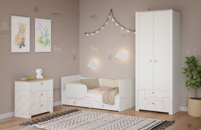 Шкаф Mobi Джастин 13.339 (белый PE шагрень/дуб белый Exclusive OW D4430)